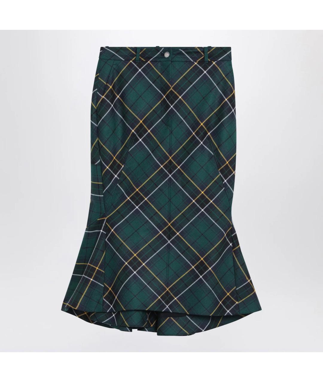 ALEXANDER MCQUEEN Зеленая шерстяная юбка миди, фото 3