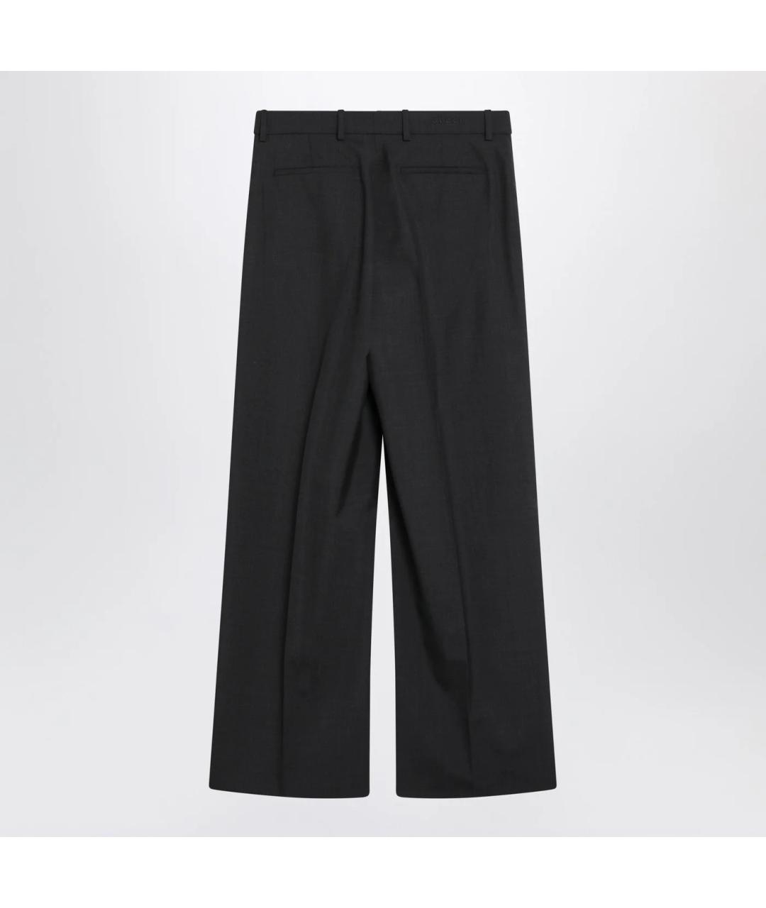GUCCI Антрацитовые шерстяные прямые брюки, фото 2