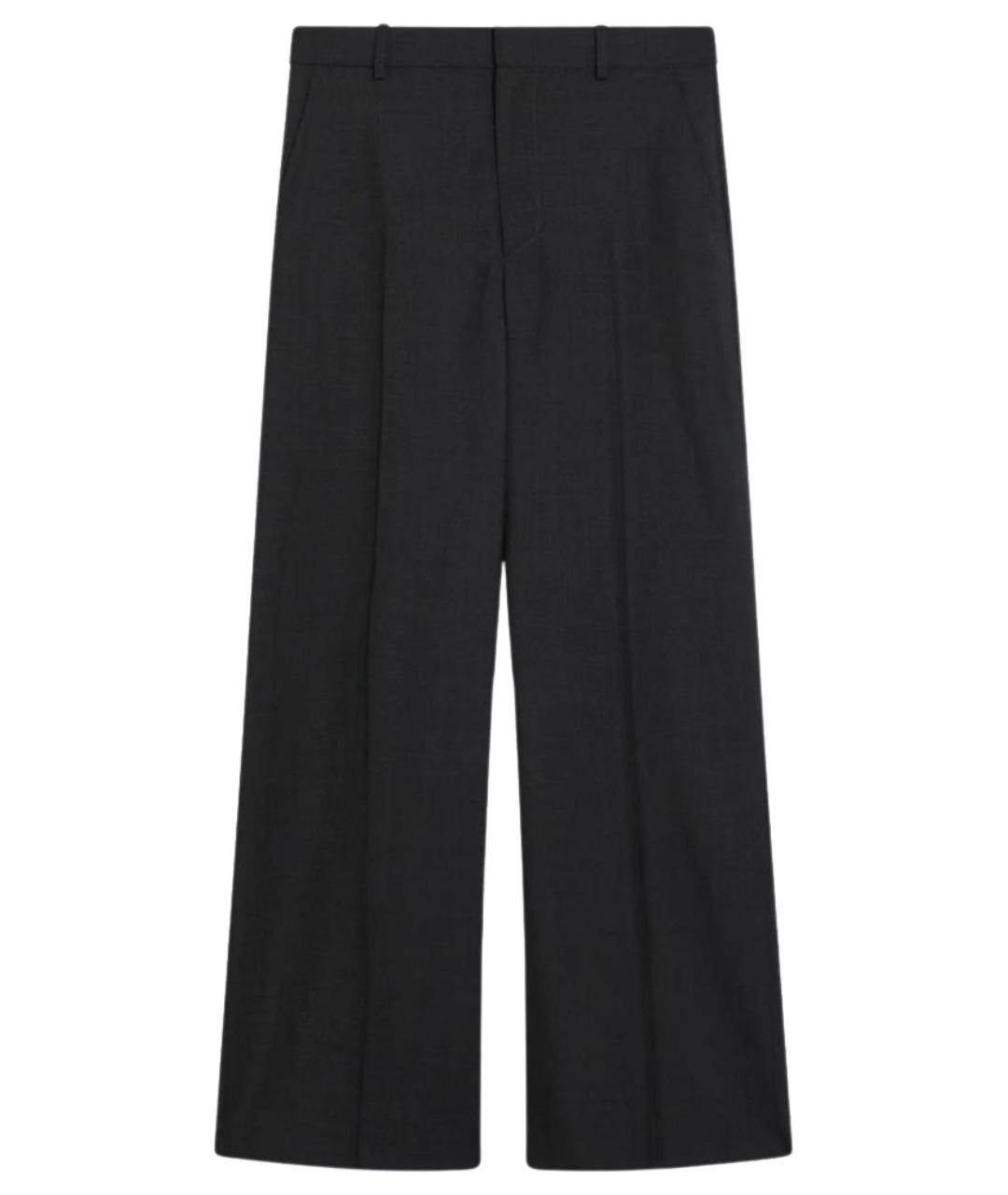 GUCCI Антрацитовые шерстяные прямые брюки, фото 1