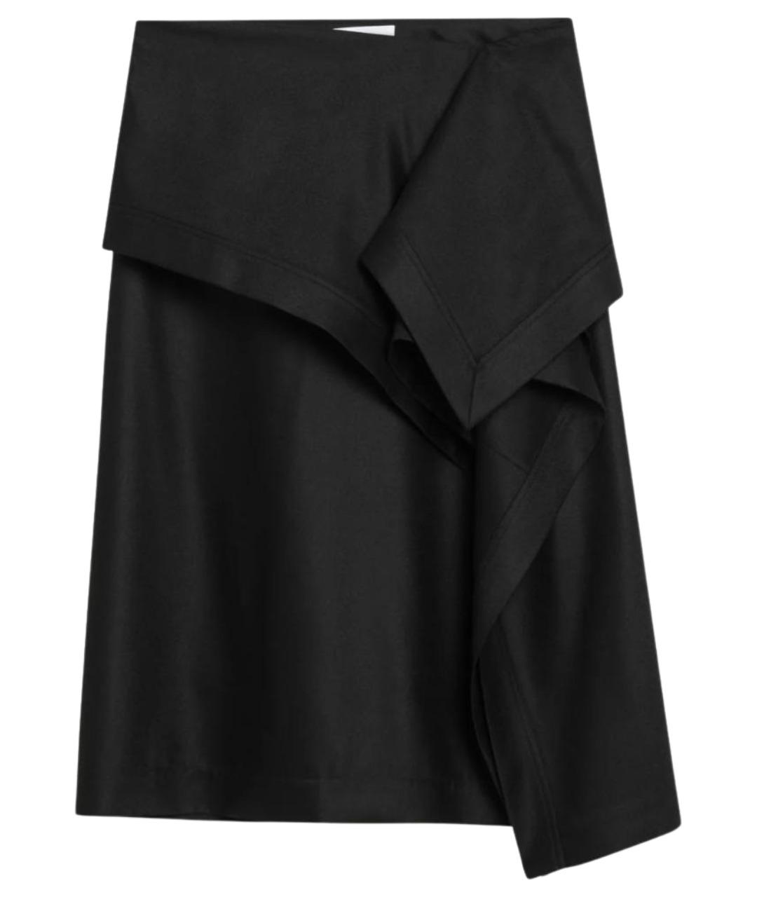 FERRAGAMO Черная шерстяная юбка миди, фото 1