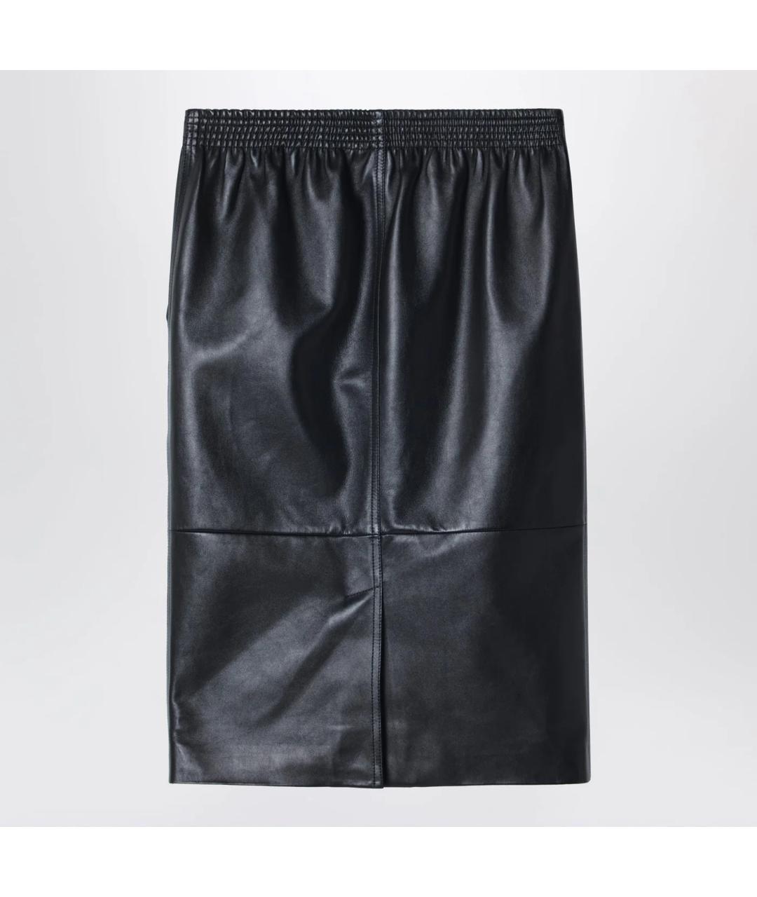 CHLOE Черная кожаная юбка миди, фото 2