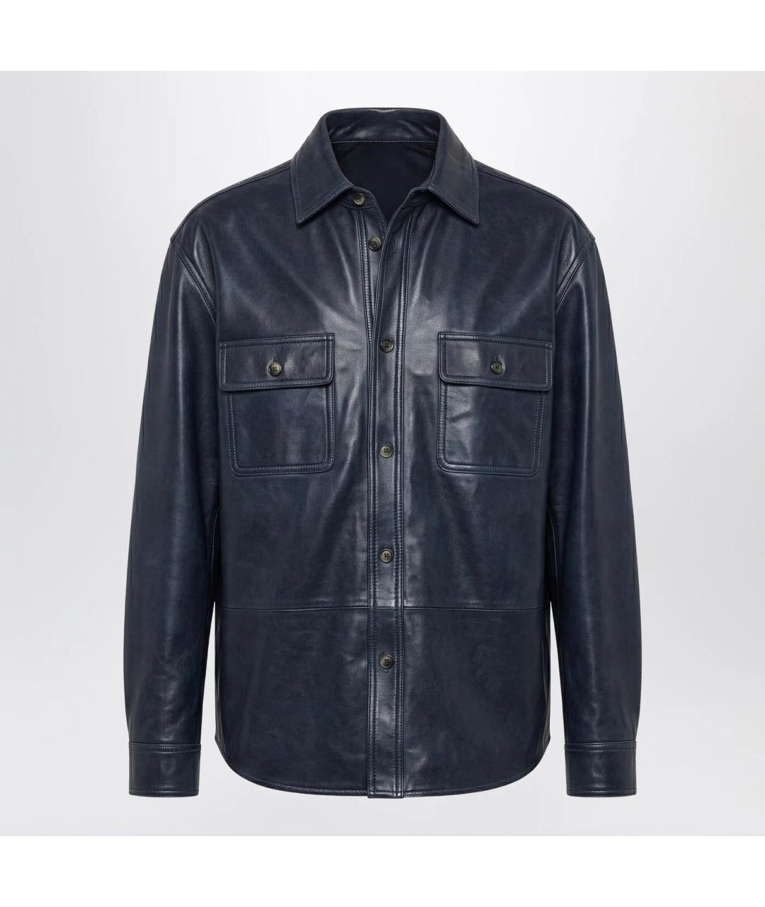 LOEWE Темно-синяя кожаная куртка, фото 3