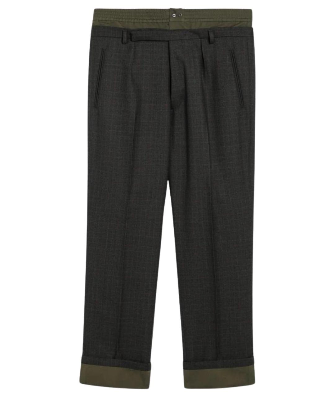 PRADA Зеленые шерстяные повседневные брюки, фото 1