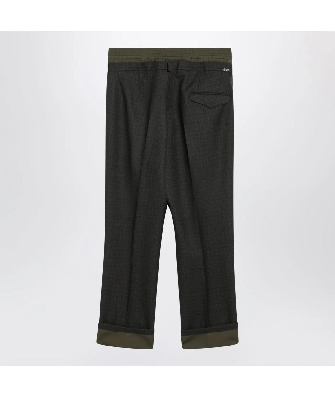 PRADA Зеленые шерстяные повседневные брюки, фото 2