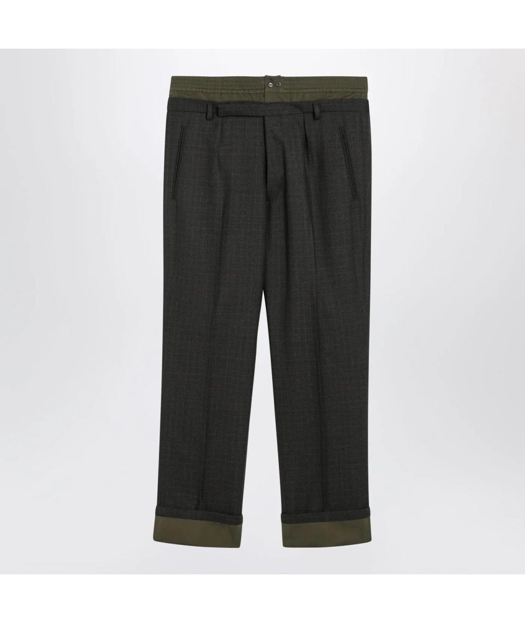 PRADA Зеленые шерстяные повседневные брюки, фото 3