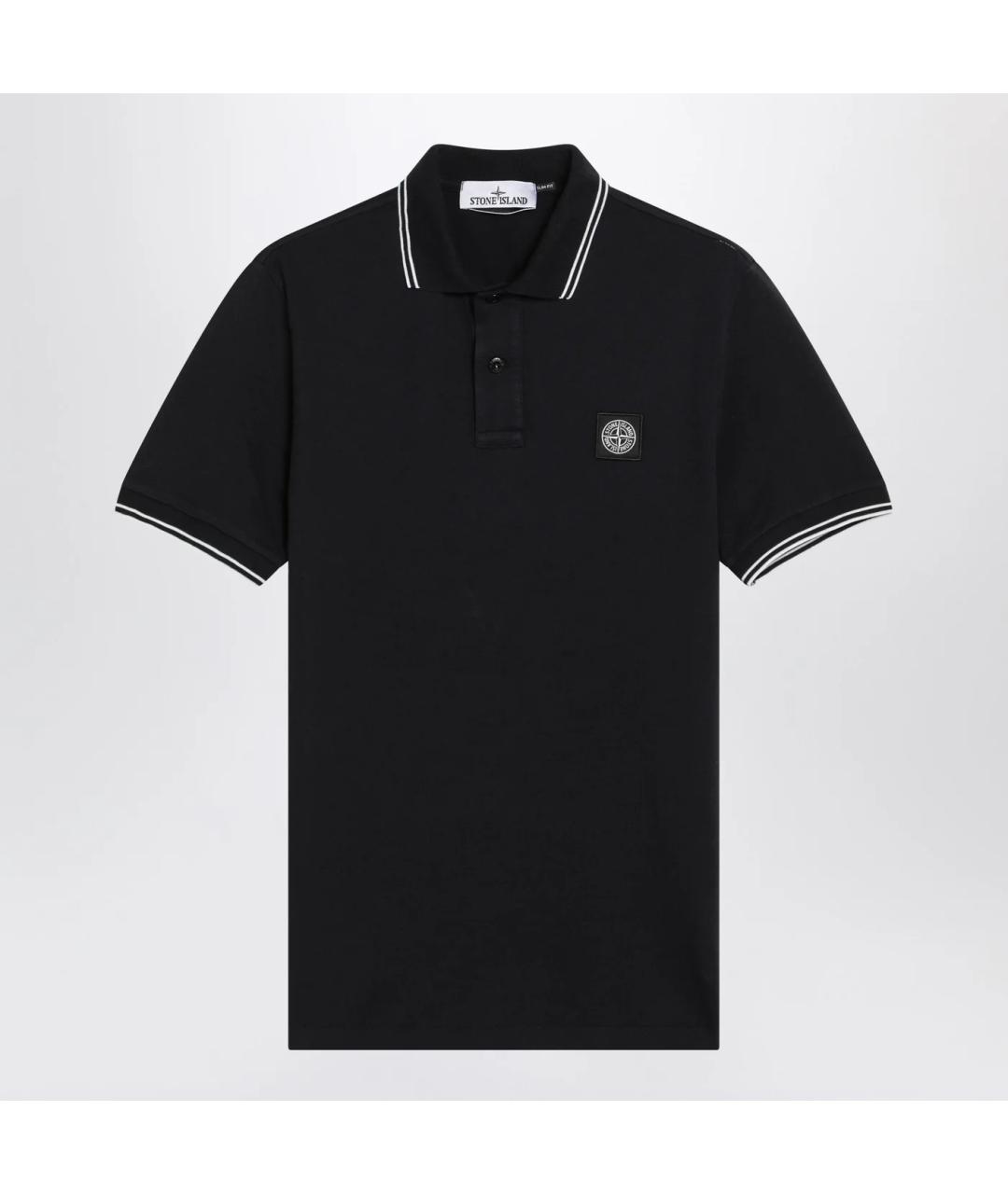 STONE ISLAND Темно-синее хлопковое поло с коротким рукавом, фото 3