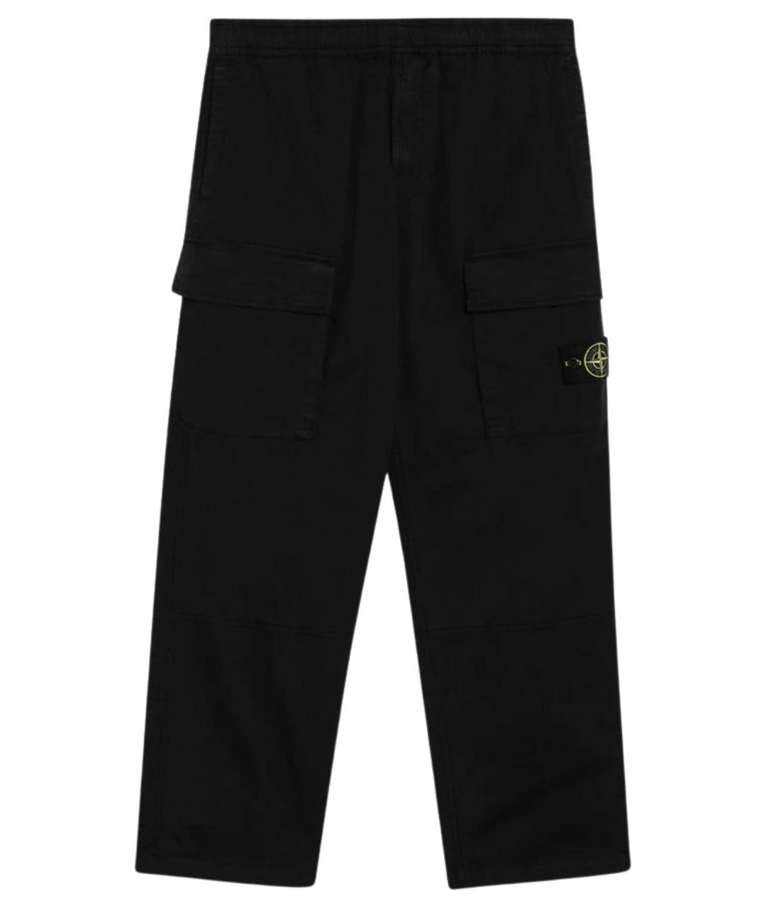 STONE ISLAND Черные хлопковые классические брюки, фото 1