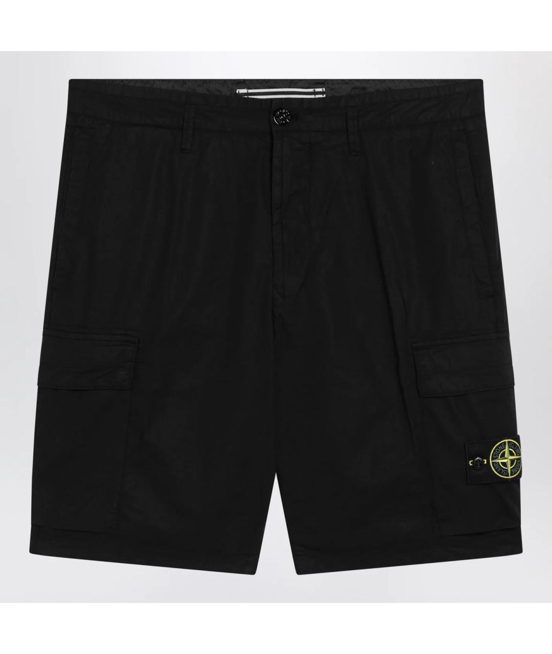 STONE ISLAND Черные хлопковые шорты, фото 3