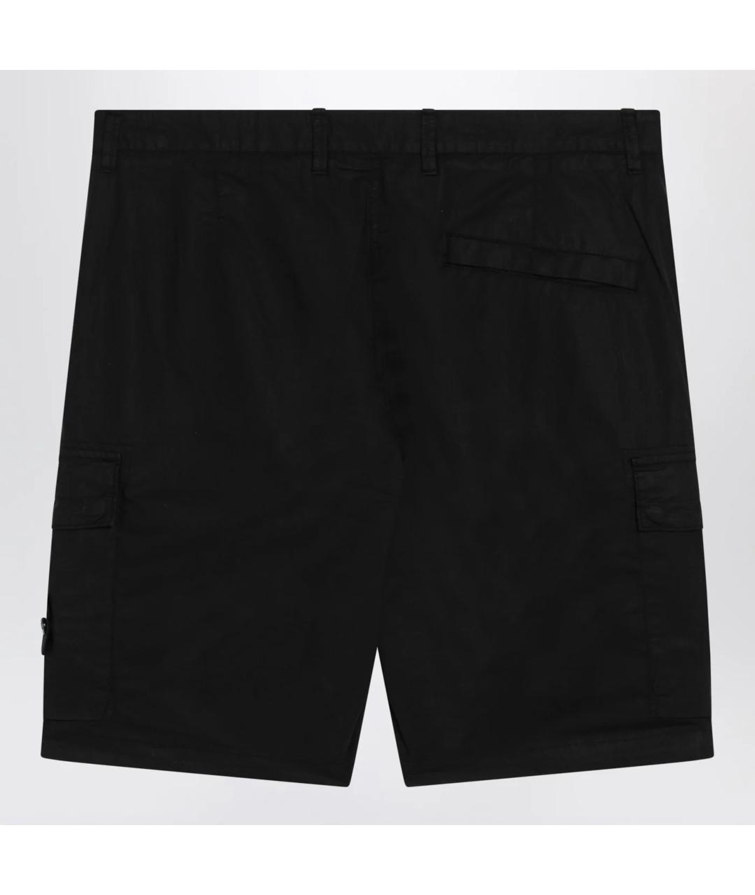 STONE ISLAND Черные хлопковые шорты, фото 2