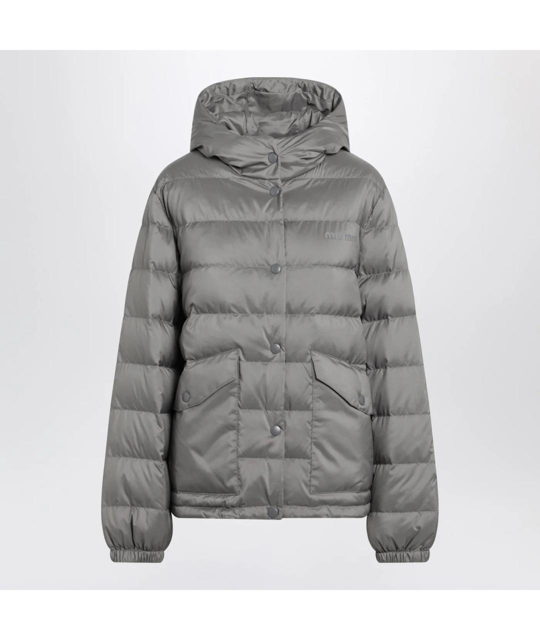 MIU MIU Серый полиэстеровый пуховик, фото 3