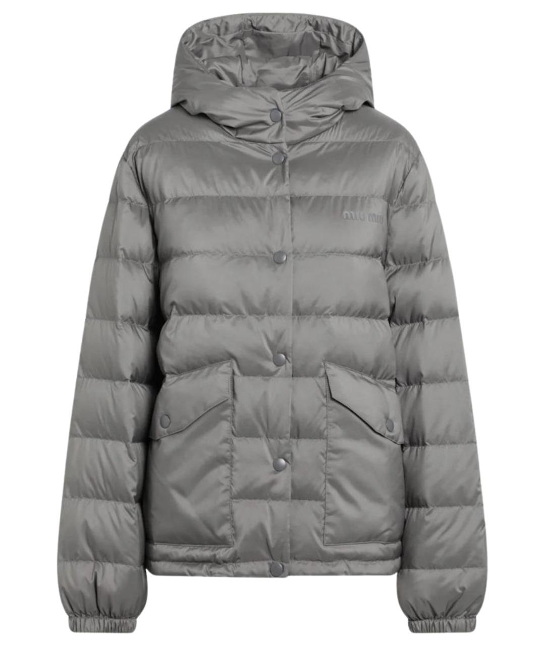 MIU MIU Серый полиэстеровый пуховик, фото 1