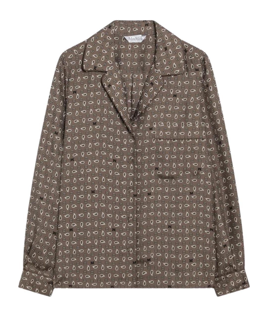 MAX MARA Коричневая шелковая рубашка, фото 1