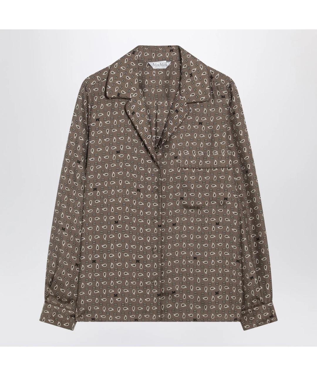 MAX MARA Коричневая шелковая рубашка, фото 3