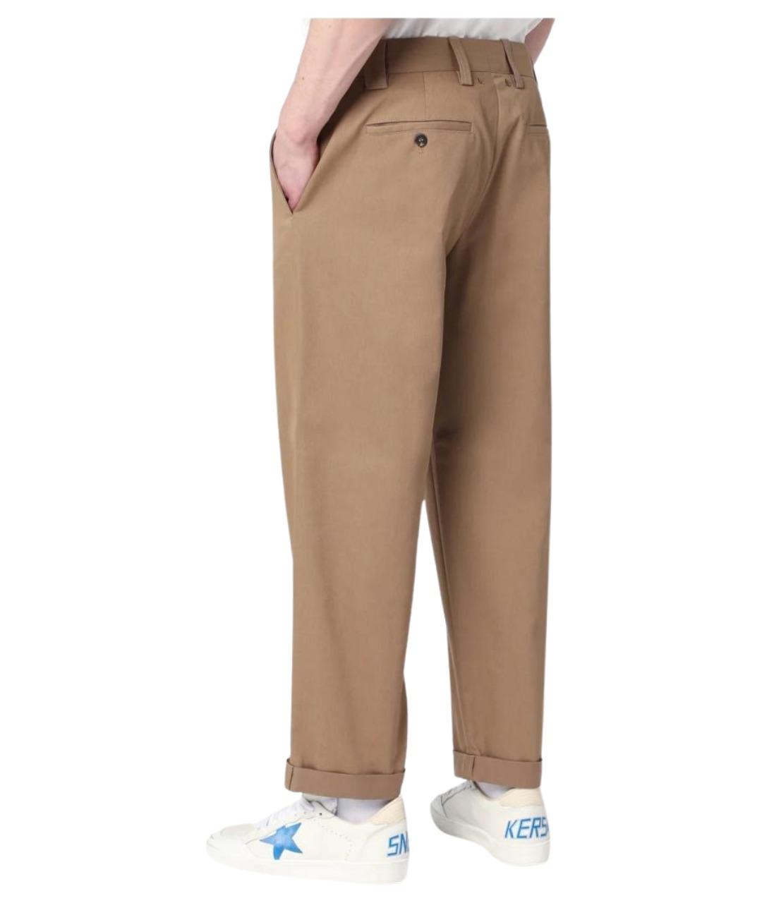 GOLDEN GOOSE DELUXE BRAND Бежевые хлопковые классические брюки, фото 2