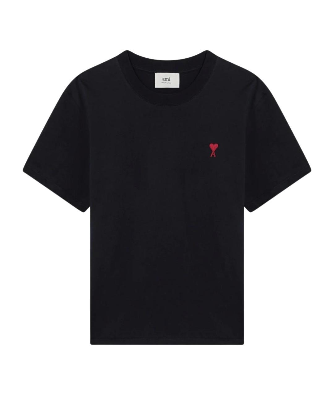 Ami Paris Темно-синяя хлопковая футболка, фото 1