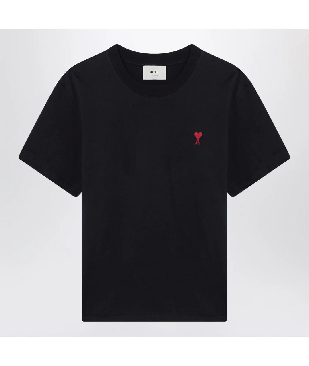 Ami Paris Темно-синяя хлопковая футболка, фото 3
