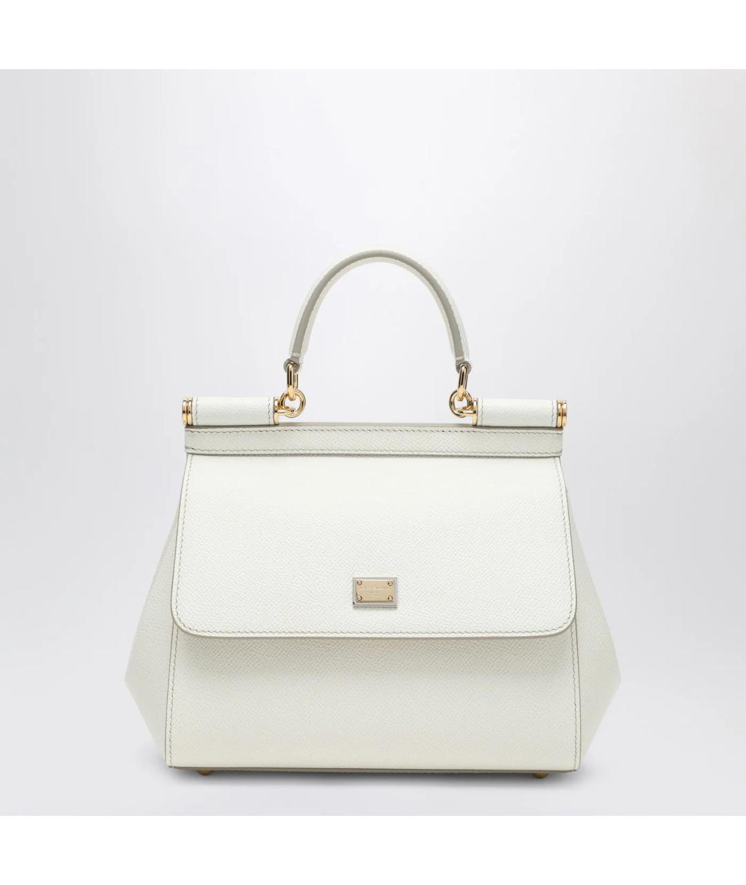 DOLCE&GABBANA Белая кожаная сумка тоут, фото 3