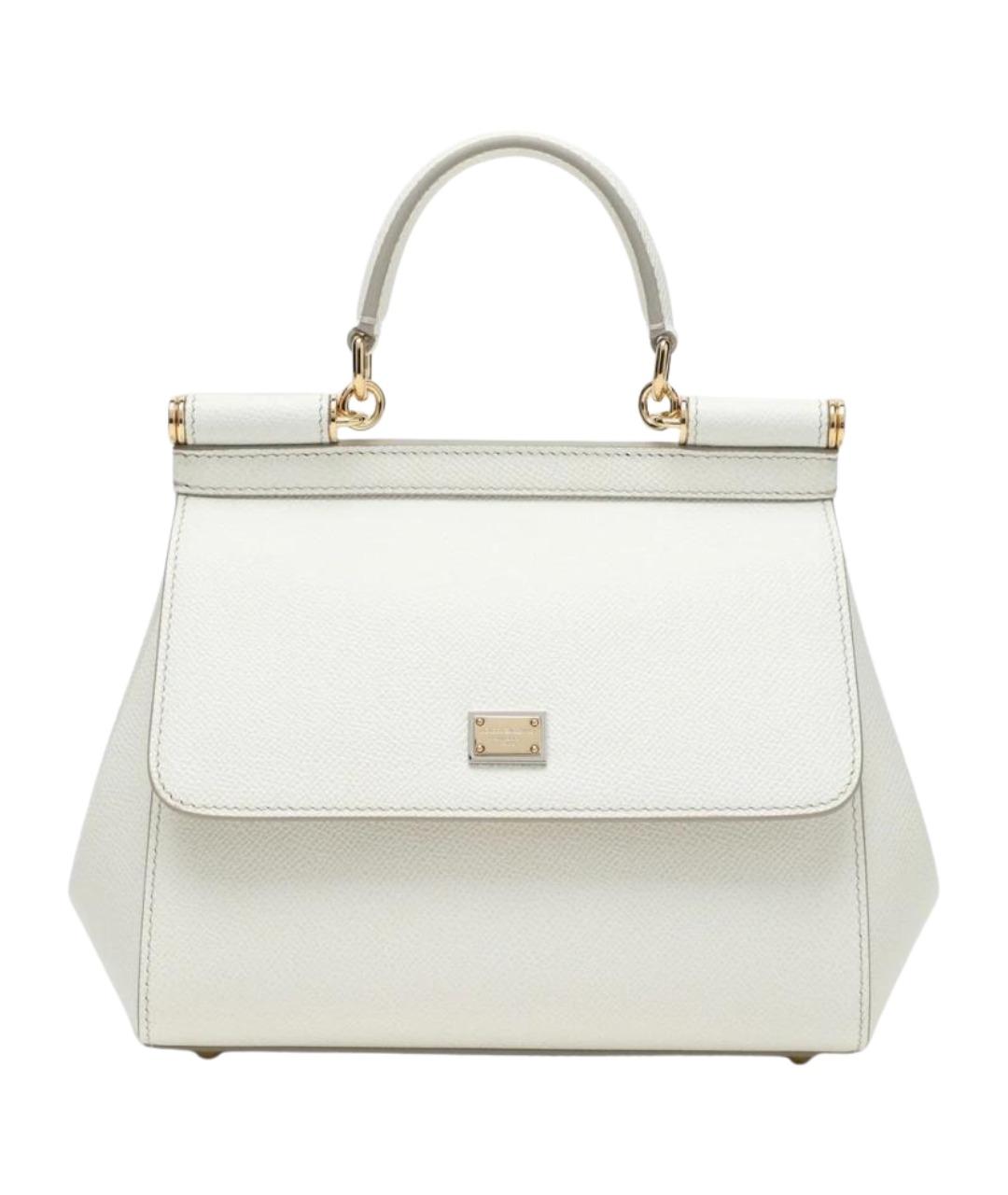 DOLCE&GABBANA Белая кожаная сумка тоут, фото 1