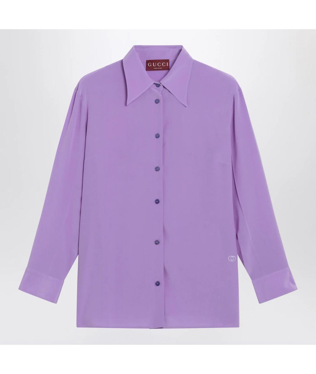 GUCCI Фиолетовая шелковая рубашка, фото 3