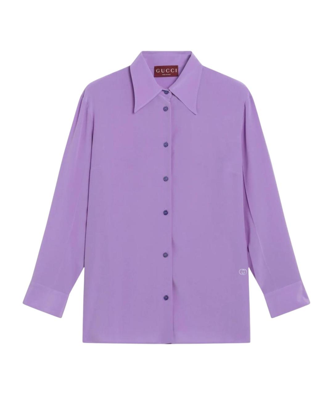 GUCCI Фиолетовая шелковая рубашка, фото 1