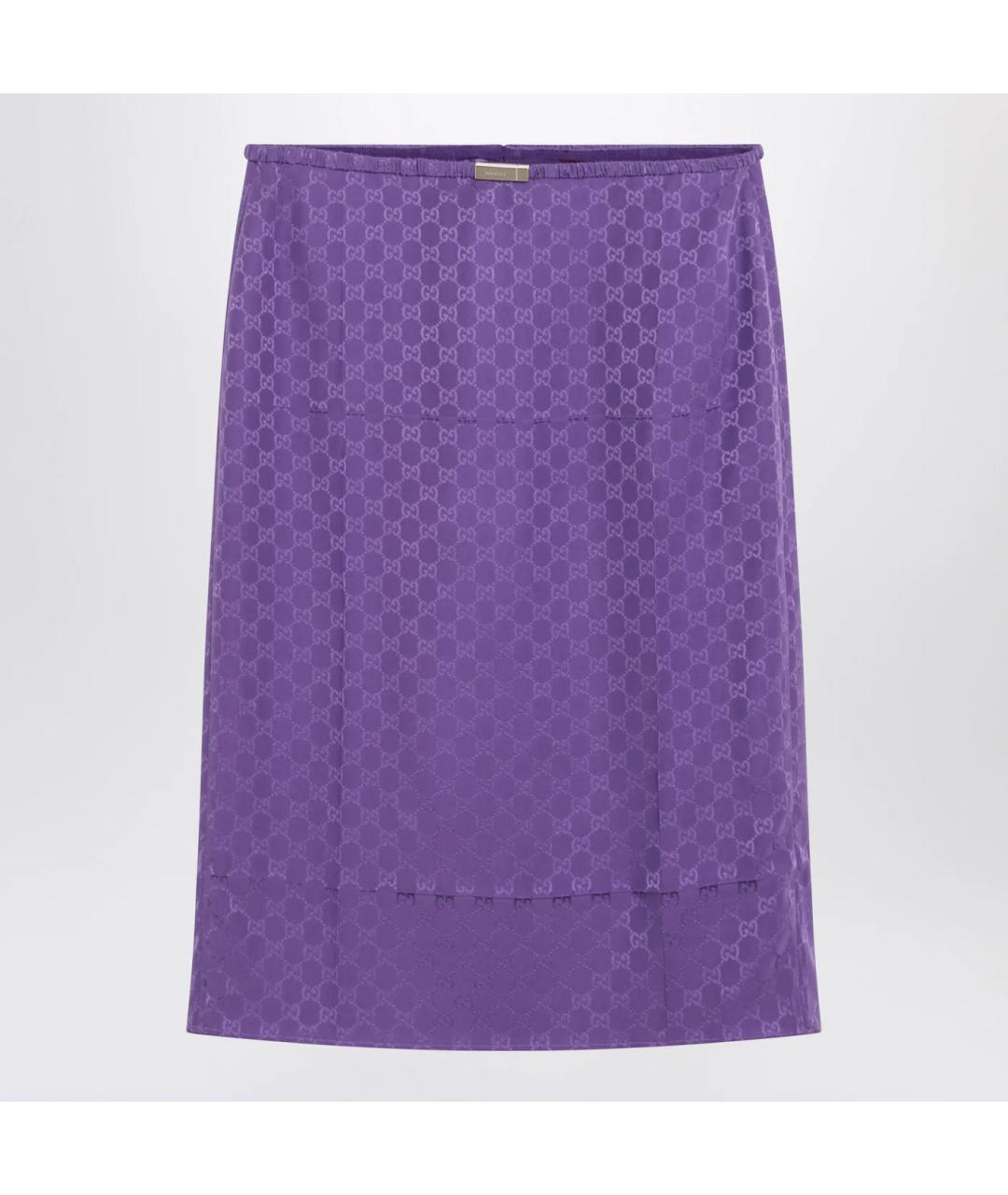 GUCCI Фиолетовая шелковая юбка миди, фото 3