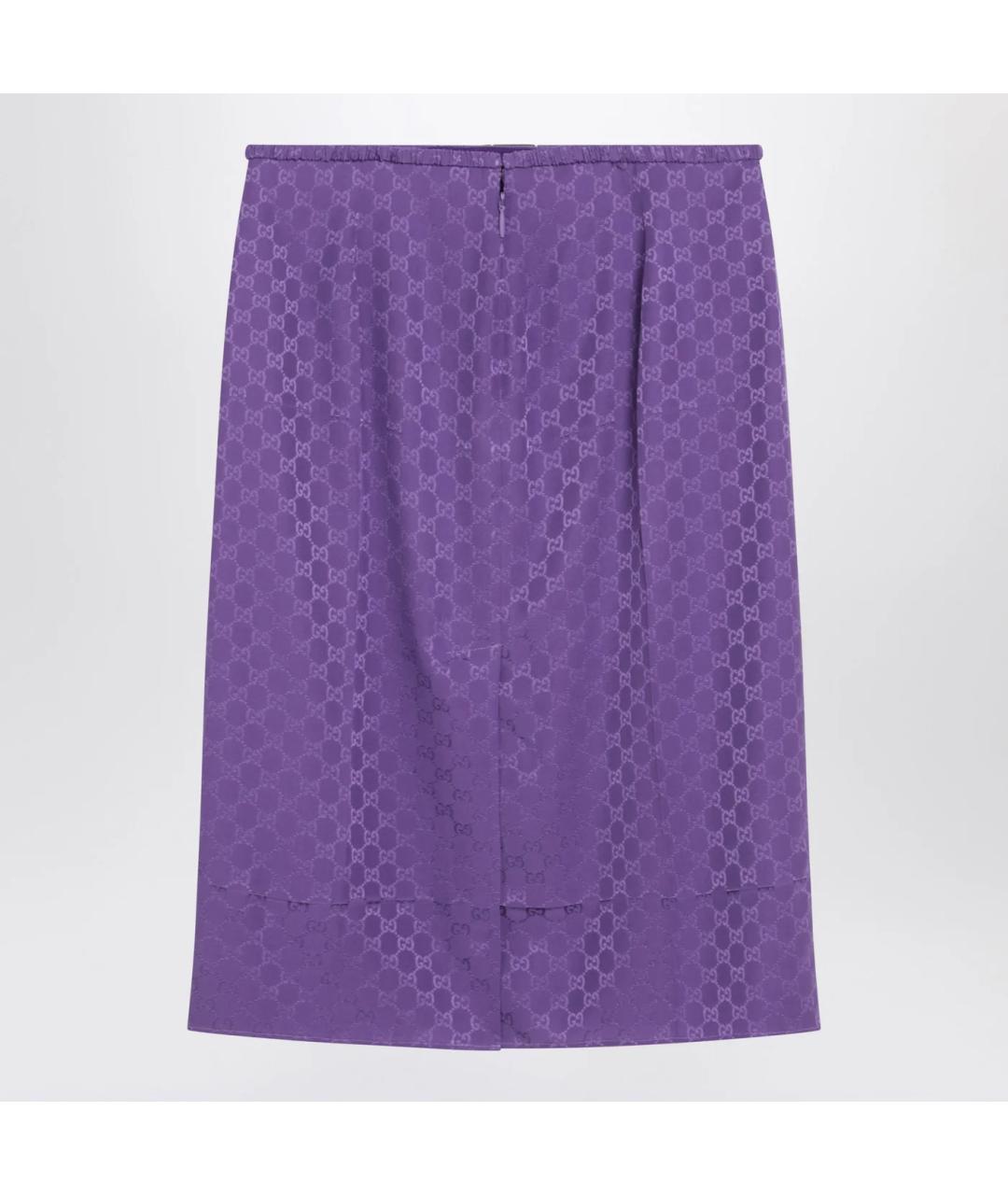 GUCCI Фиолетовая шелковая юбка миди, фото 2