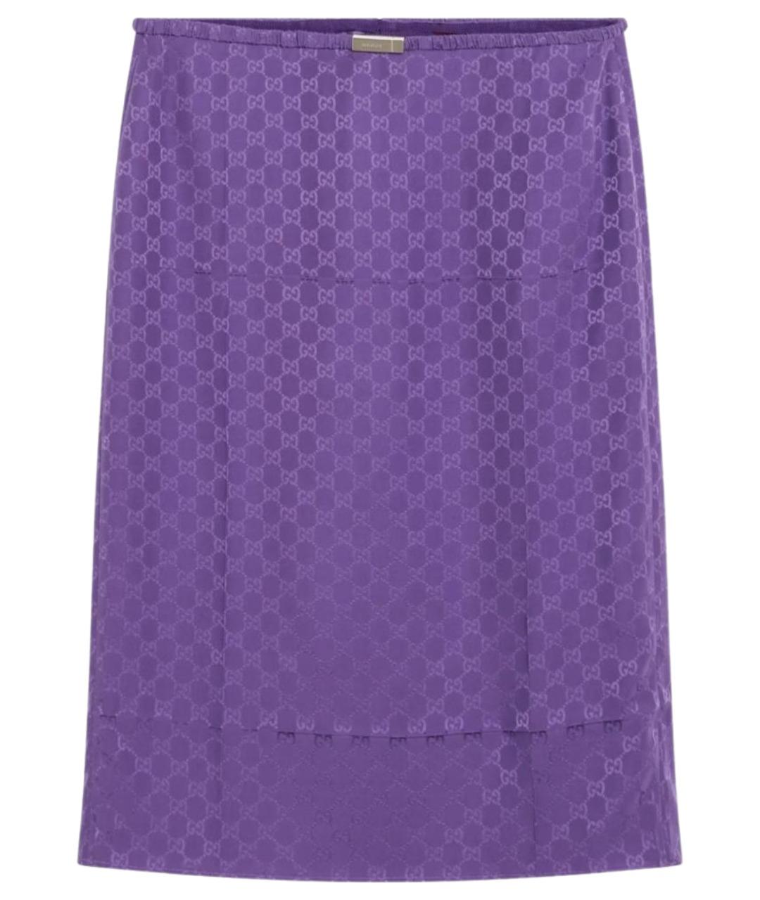 GUCCI Фиолетовая шелковая юбка миди, фото 1