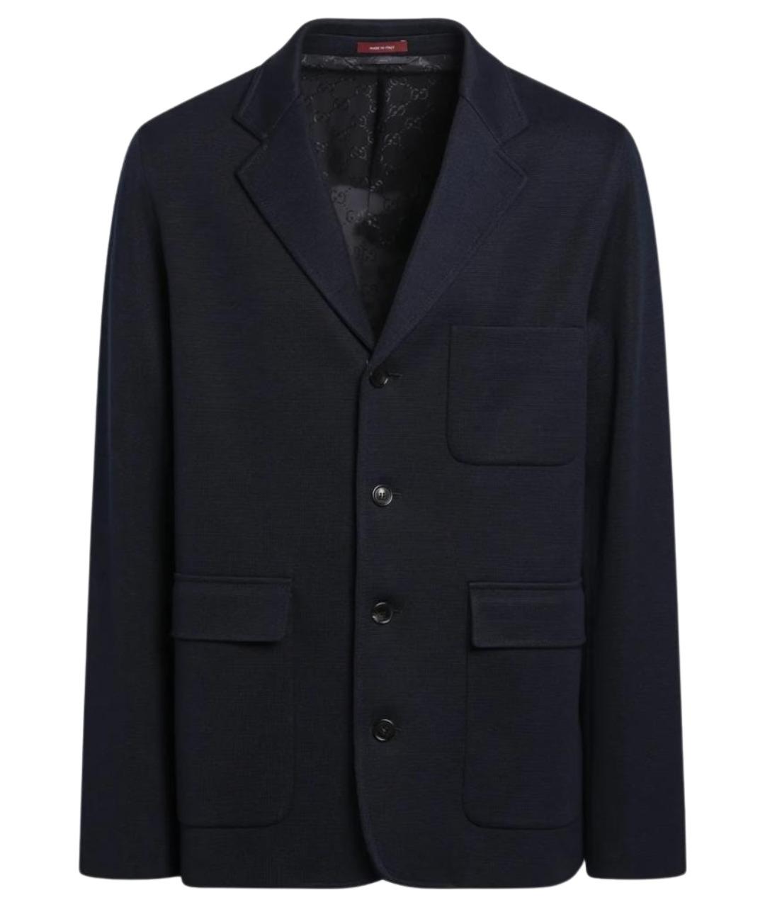 GUCCI Темно-синий хлопковый пиджак, фото 1