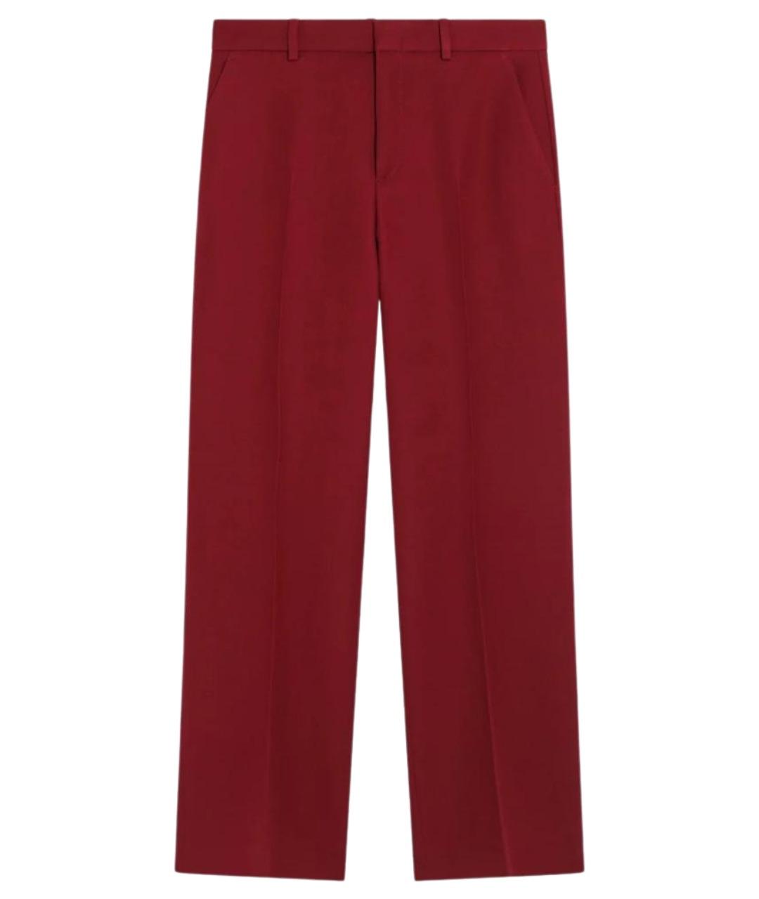 GUCCI Бордовые шерстяные прямые брюки, фото 1