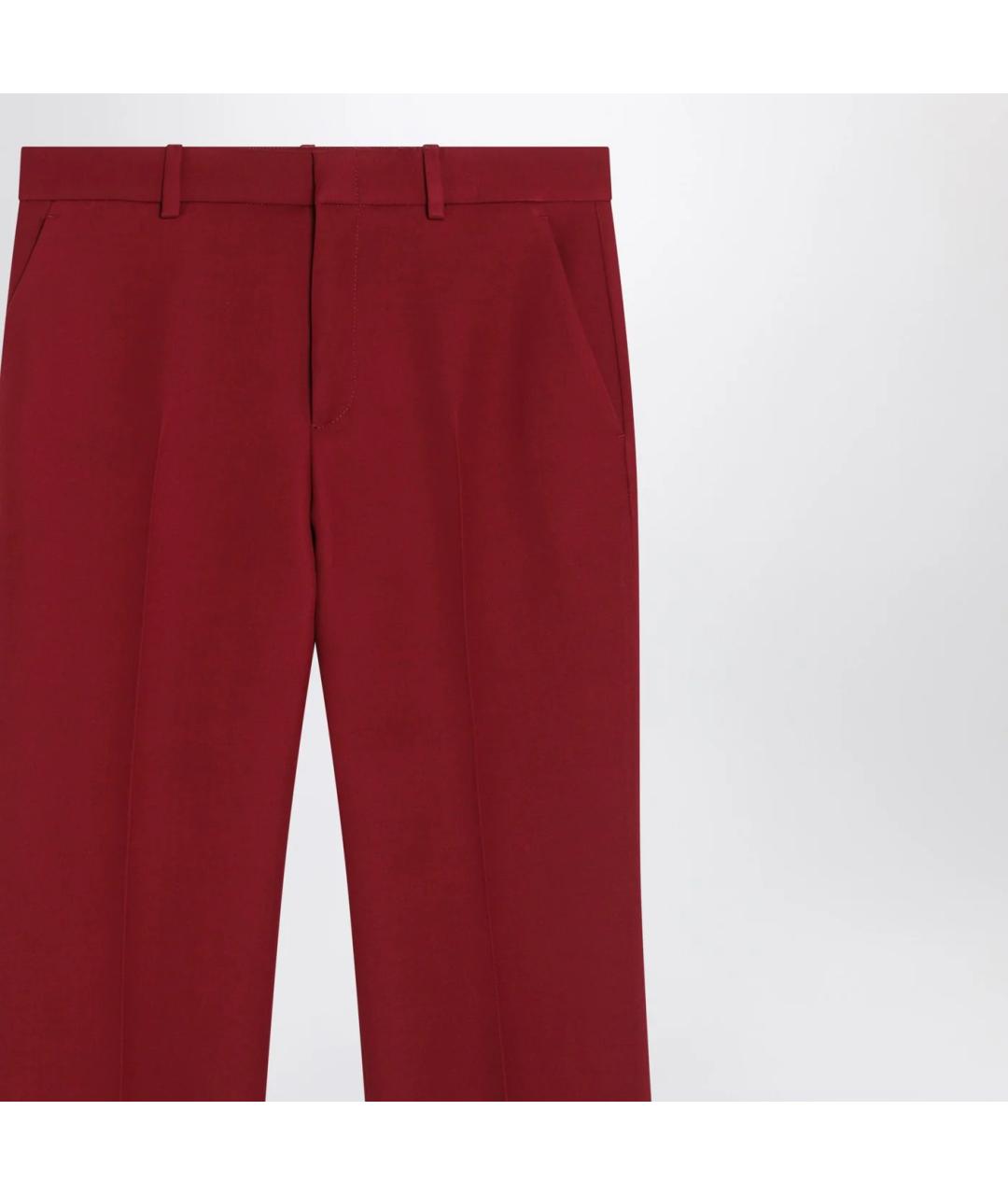 GUCCI Бордовые шерстяные прямые брюки, фото 2