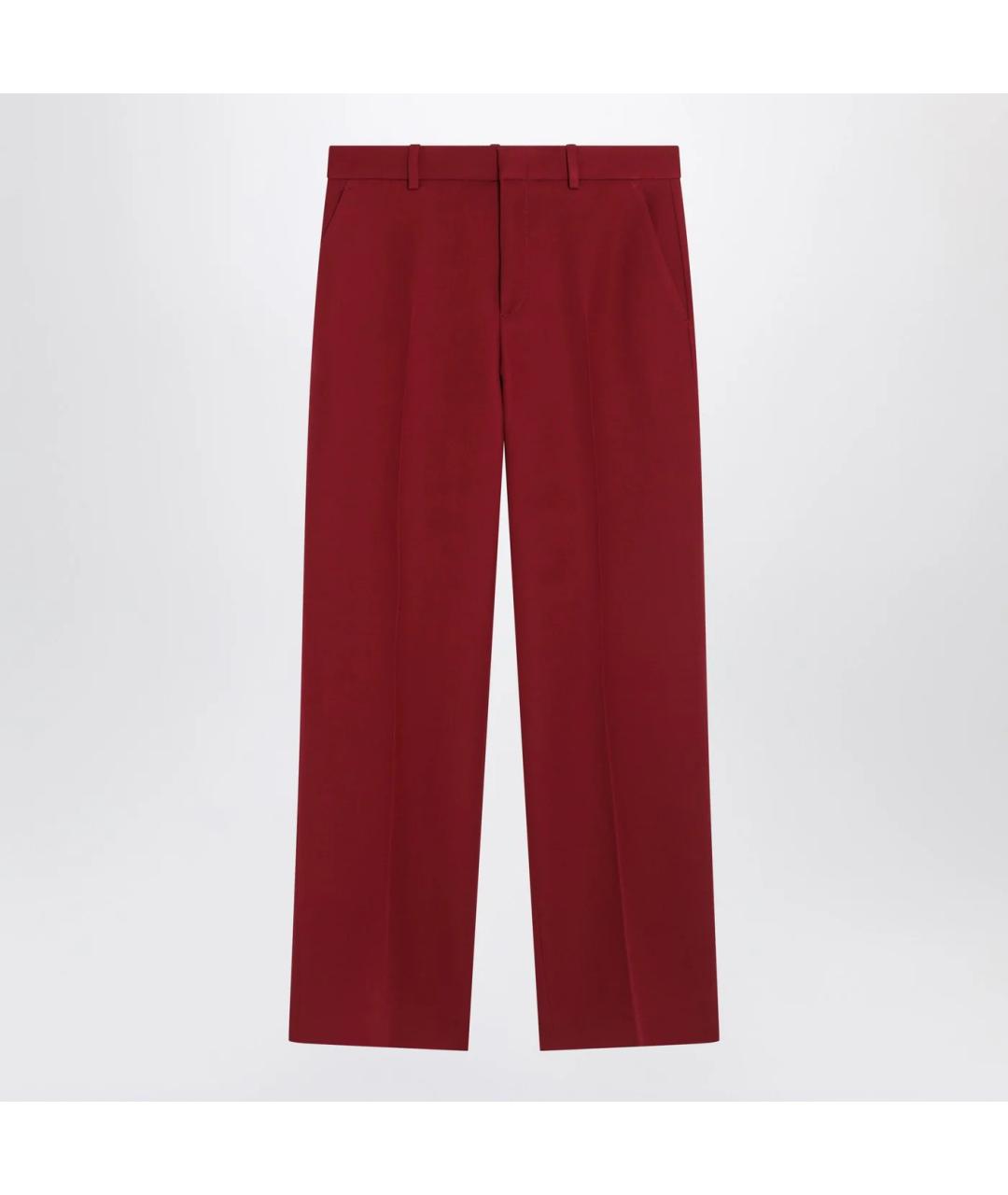 GUCCI Бордовые шерстяные прямые брюки, фото 3