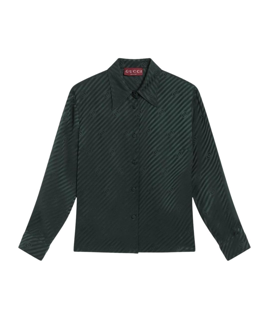GUCCI Зеленая шелковая рубашка, фото 1