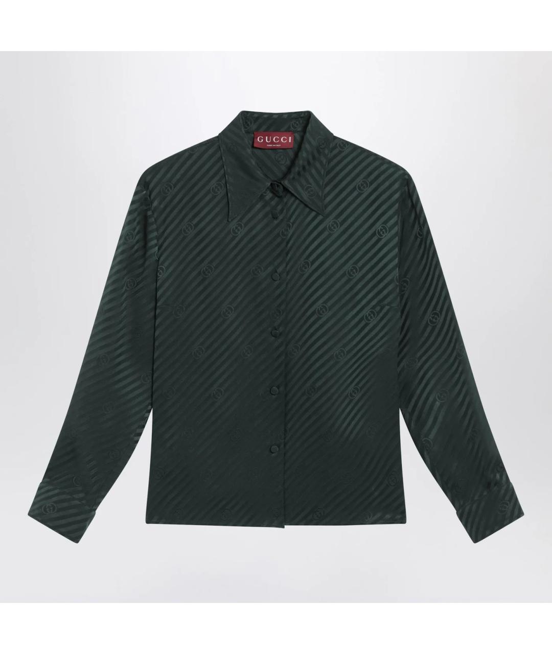 GUCCI Зеленая шелковая рубашка, фото 3