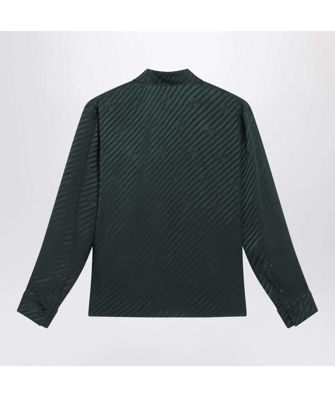 GUCCI Зеленая шелковая рубашка, фото 2