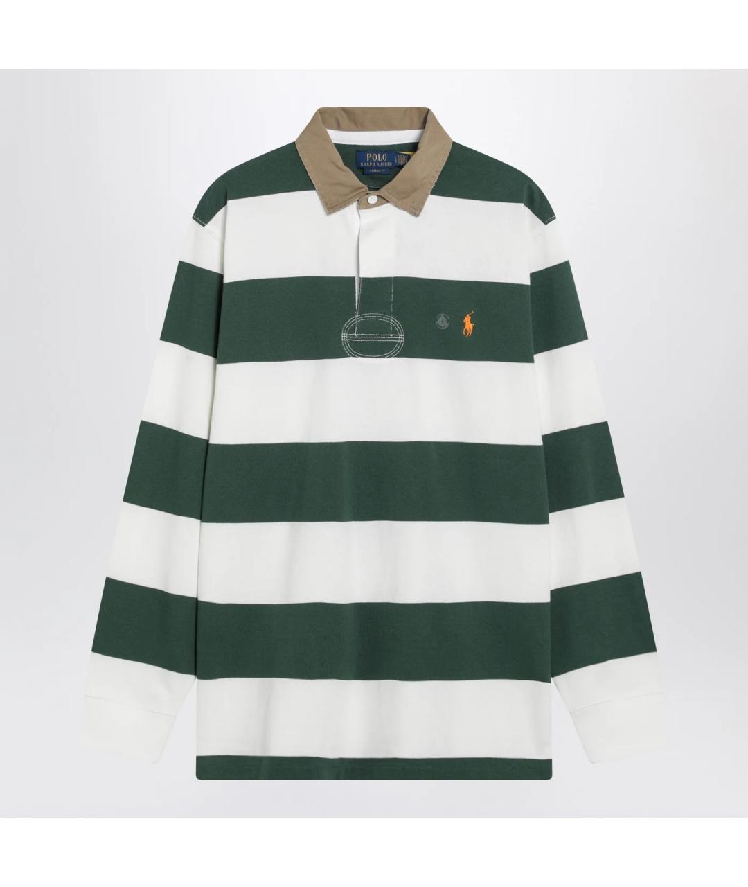POLO RALPH LAUREN Зеленые хлопковое поло с длинным рукавом, фото 3