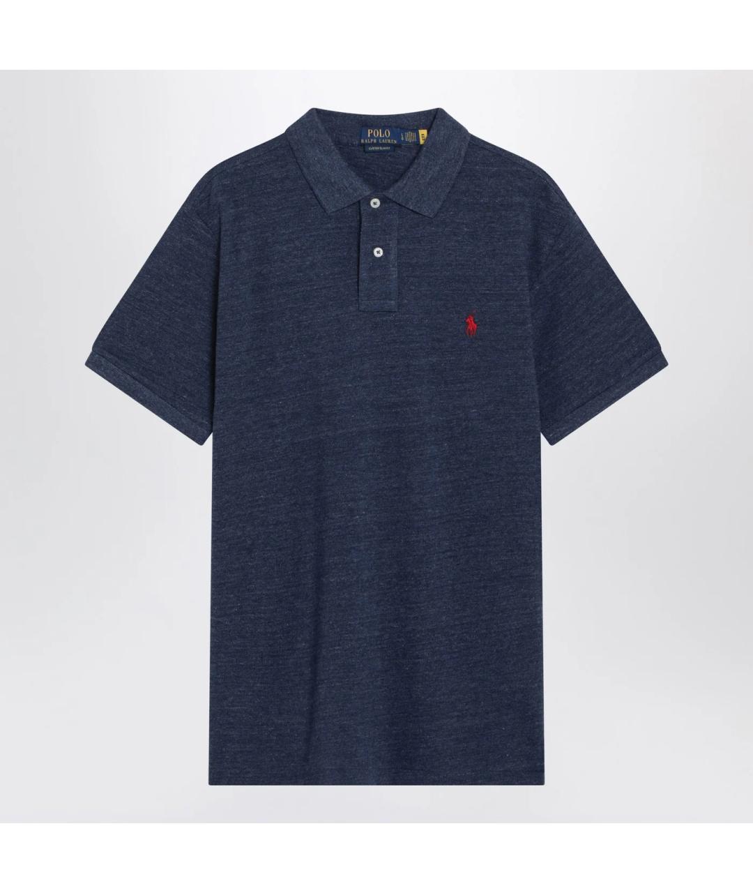 POLO RALPH LAUREN Темно-синее хлопковое поло с коротким рукавом, фото 3