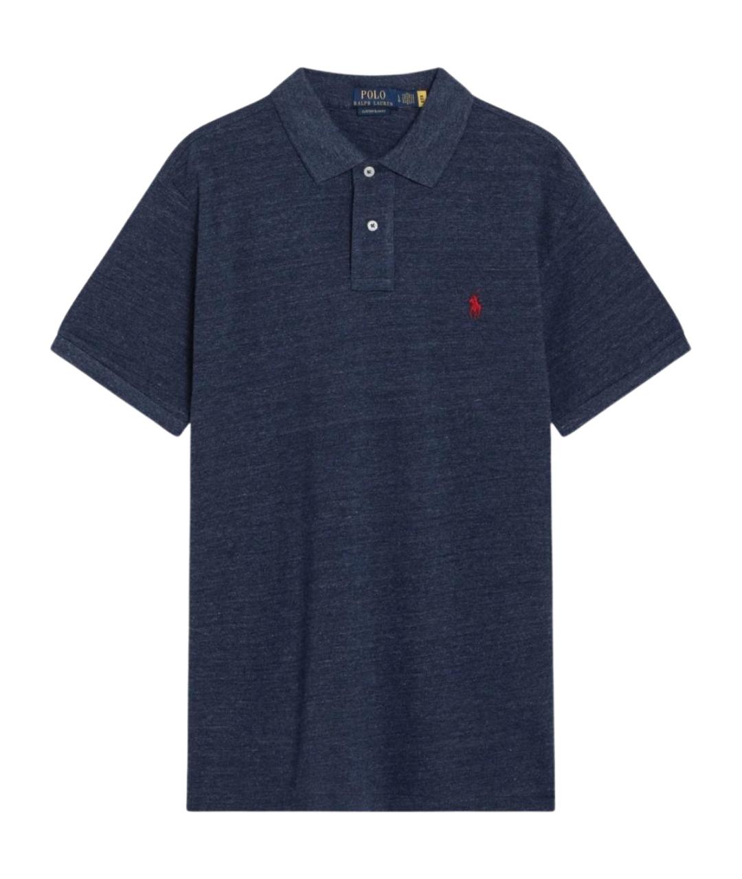 POLO RALPH LAUREN Темно-синее хлопковое поло с коротким рукавом, фото 1