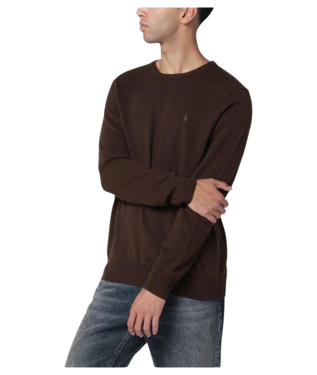 POLO RALPH LAUREN Коричневый шерстяной джемпер / свитер, фото 1