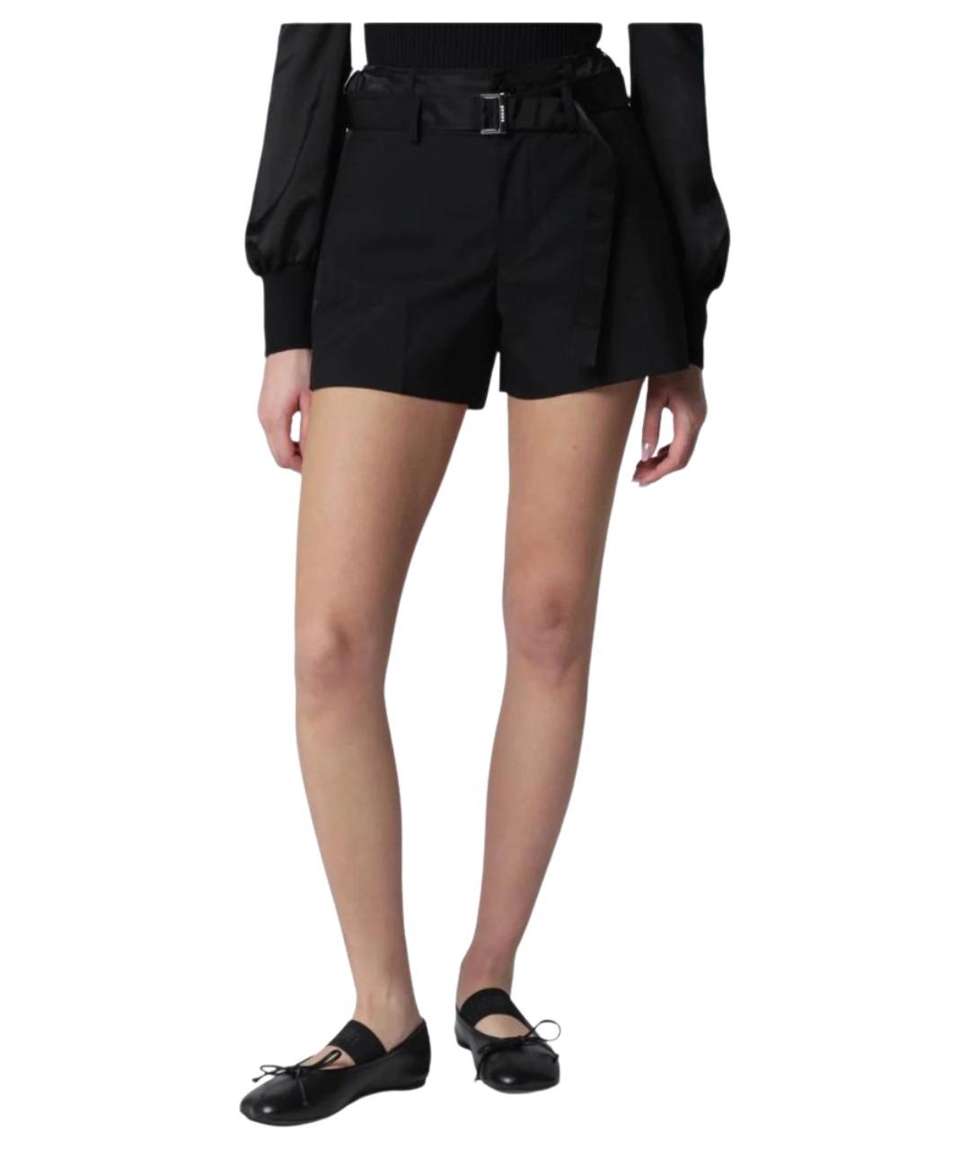 SACAI Черная шерстяная юбка-шорты, фото 1