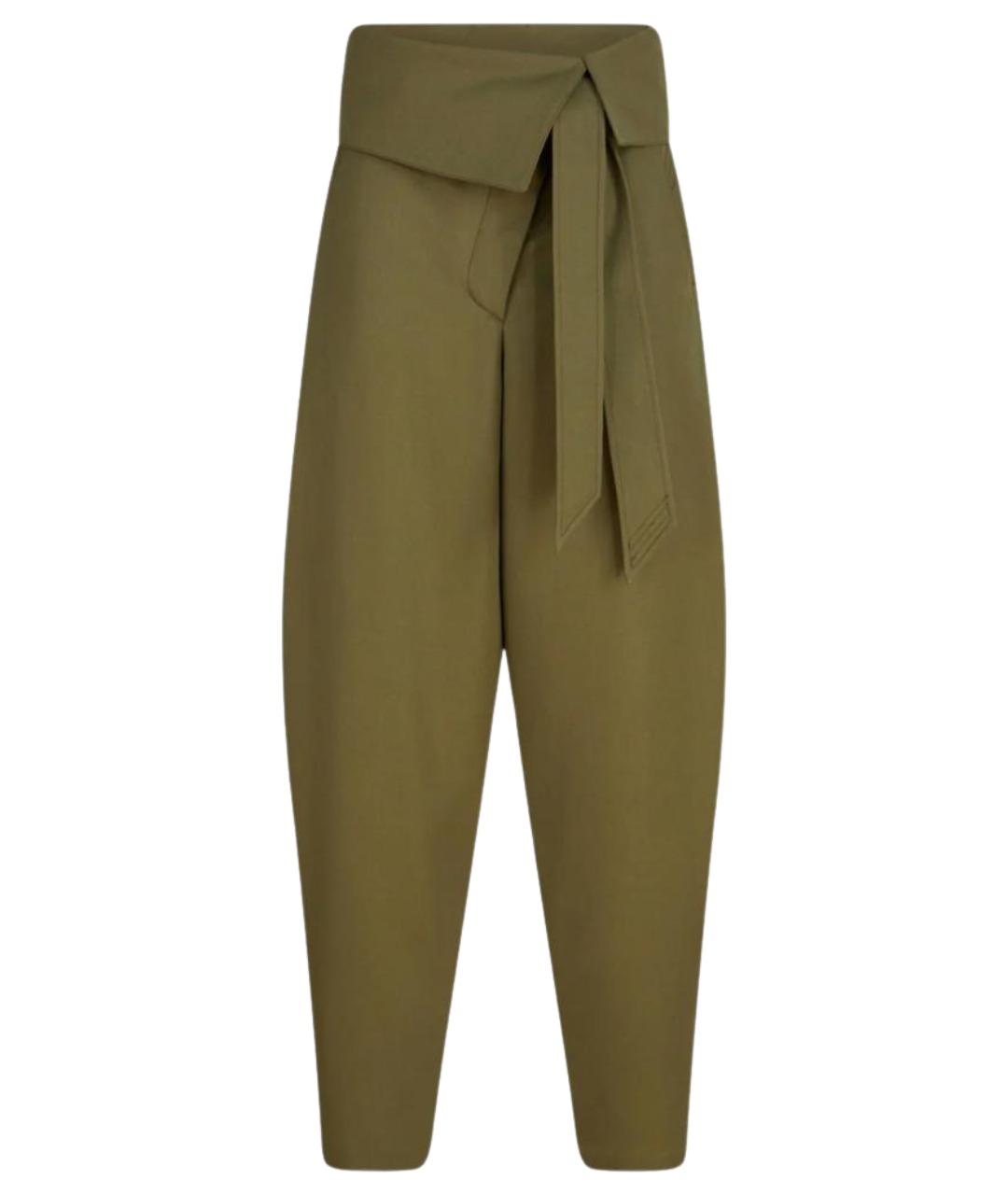 THE ATTICO Зеленые шерстяные брюки широкие, фото 1