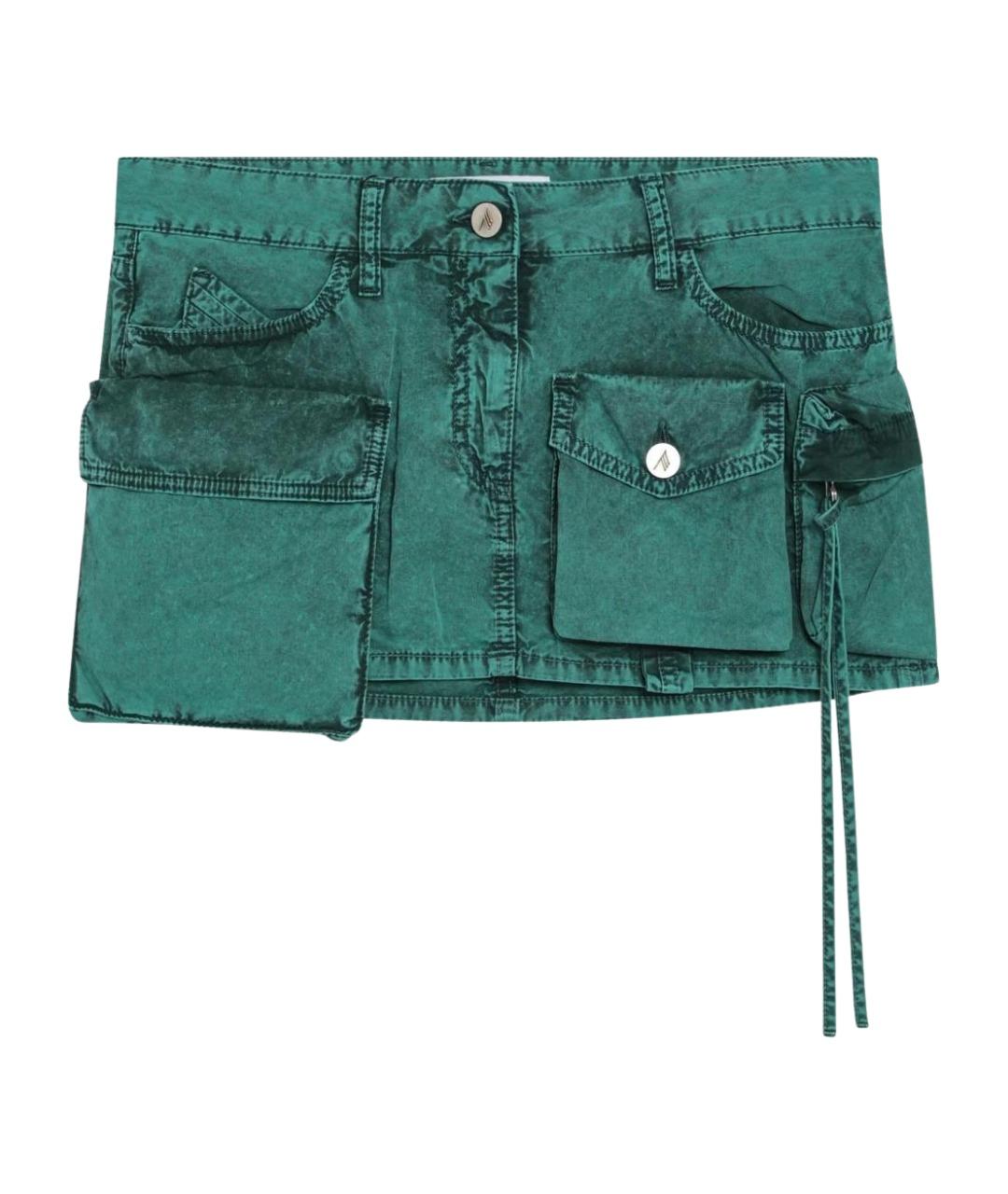 THE ATTICO Зеленая хлопковая юбка мини, фото 1