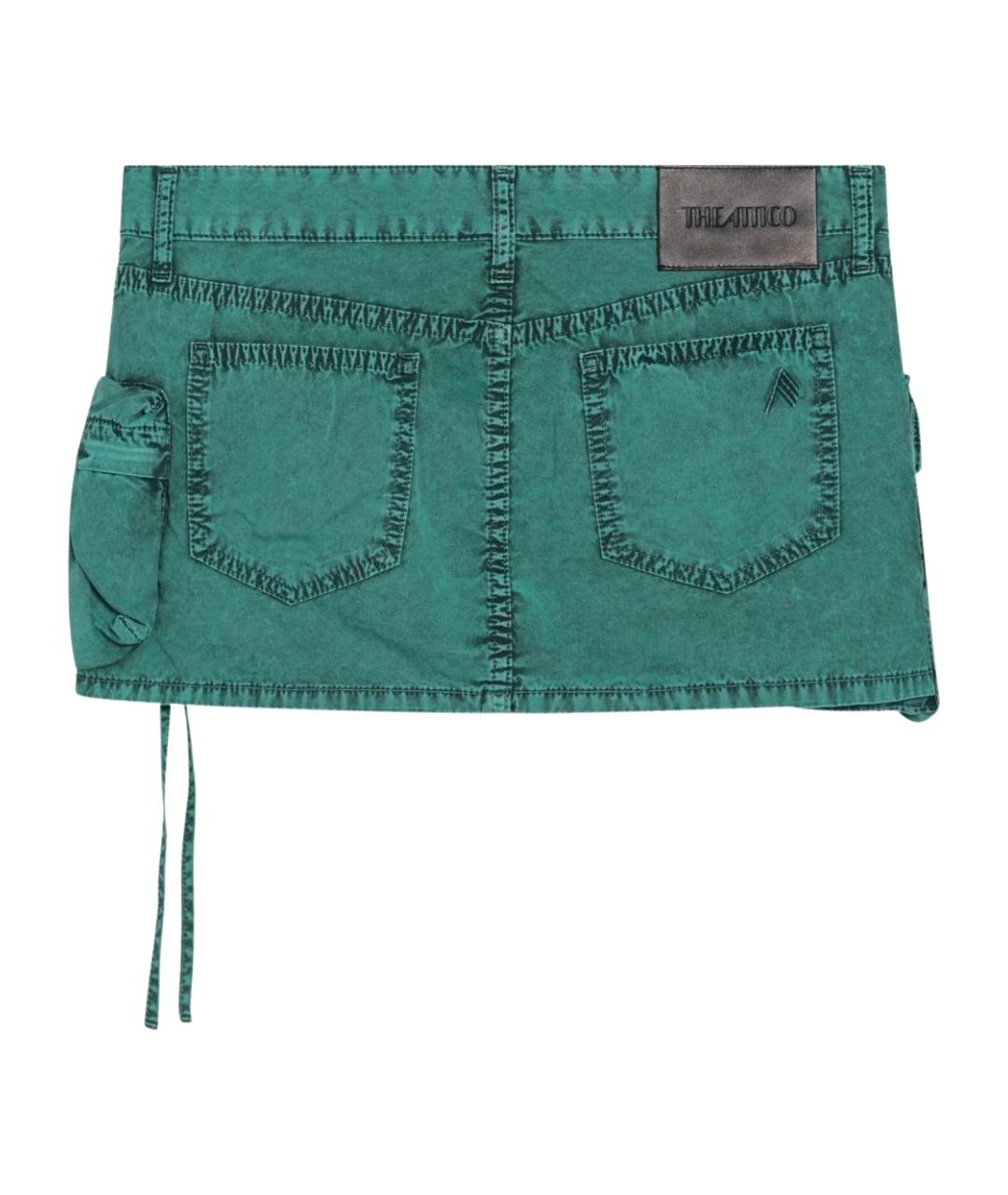 THE ATTICO Зеленая хлопковая юбка мини, фото 2