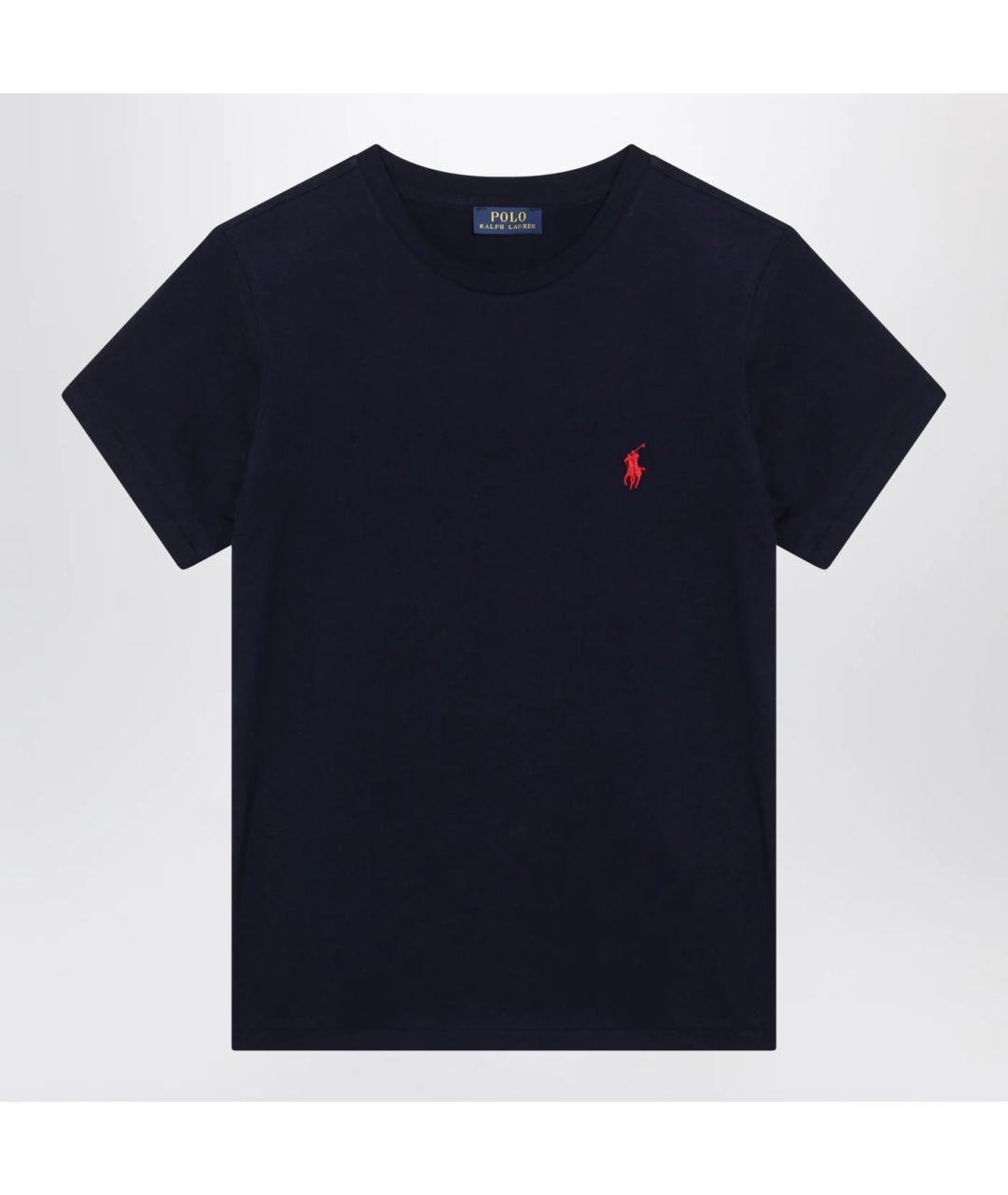 POLO RALPH LAUREN Темно-синяя хлопковая футболка, фото 3