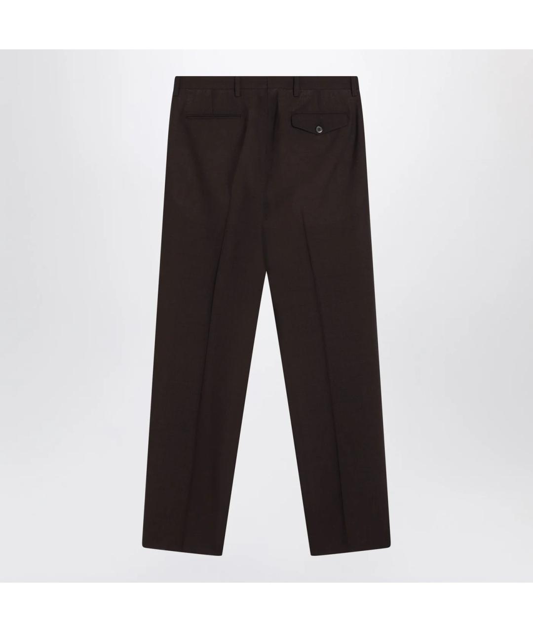 PRADA Коричневые шерстяные повседневные брюки, фото 2