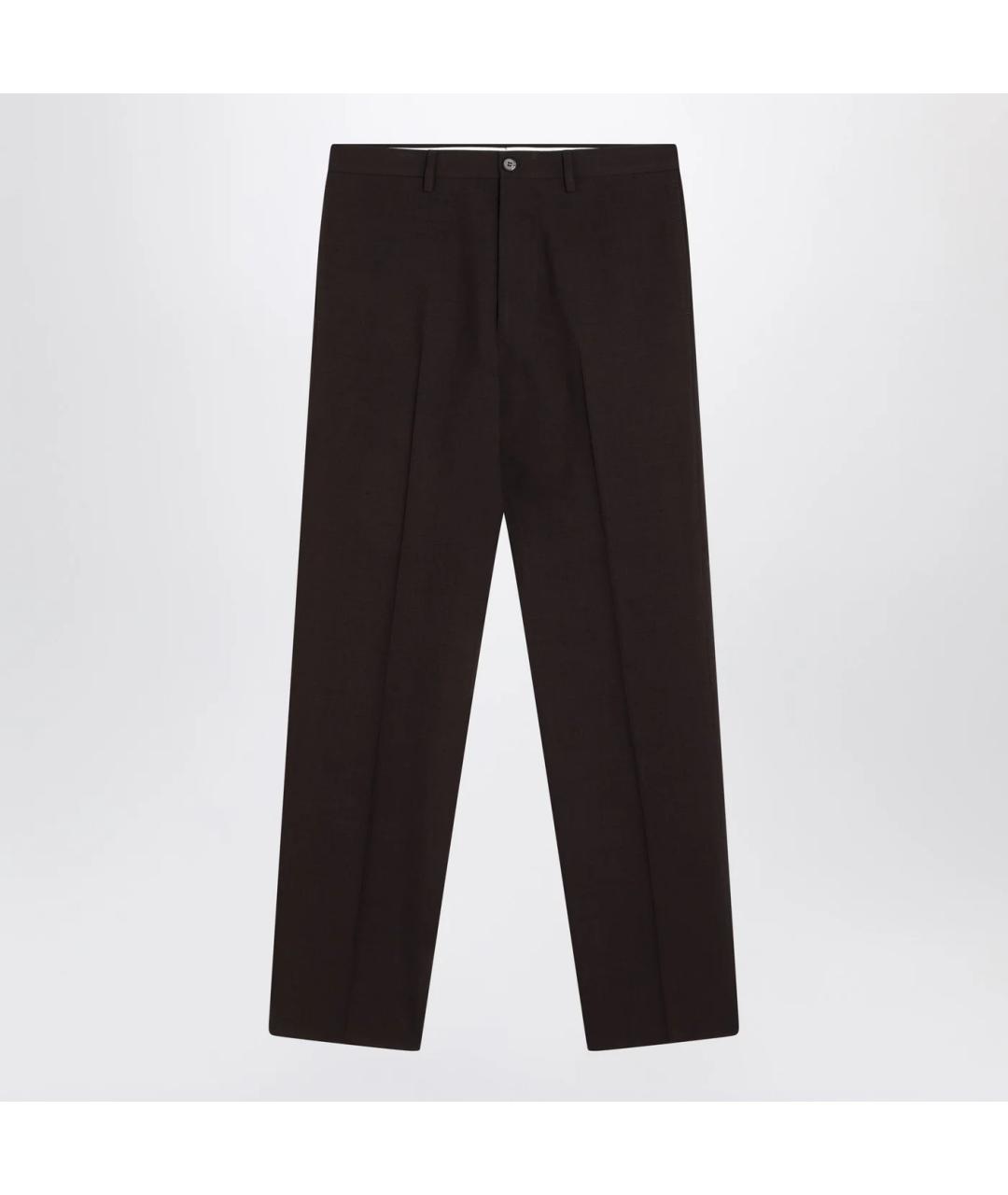 PRADA Коричневые шерстяные повседневные брюки, фото 3