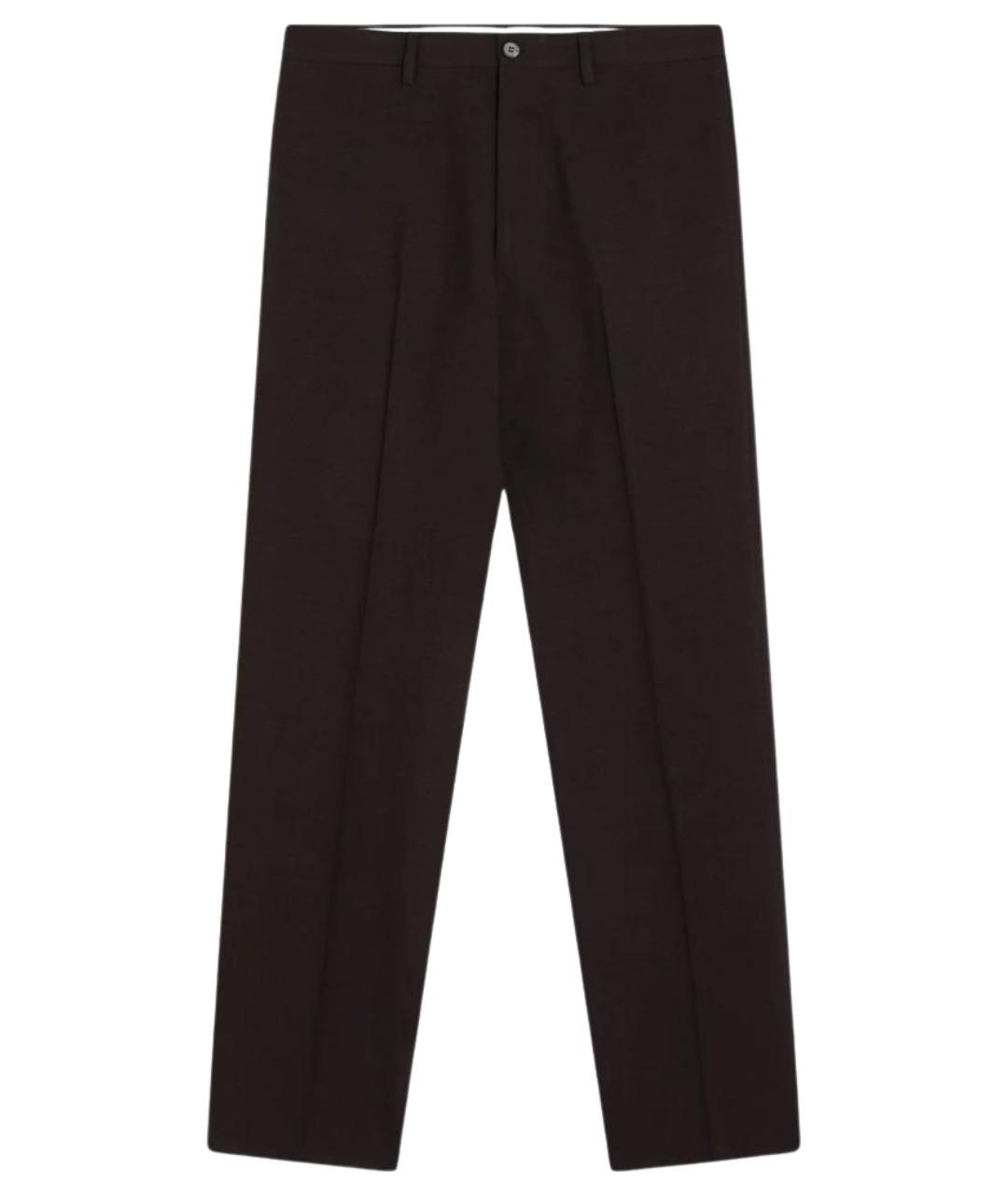 PRADA Коричневые шерстяные повседневные брюки, фото 1