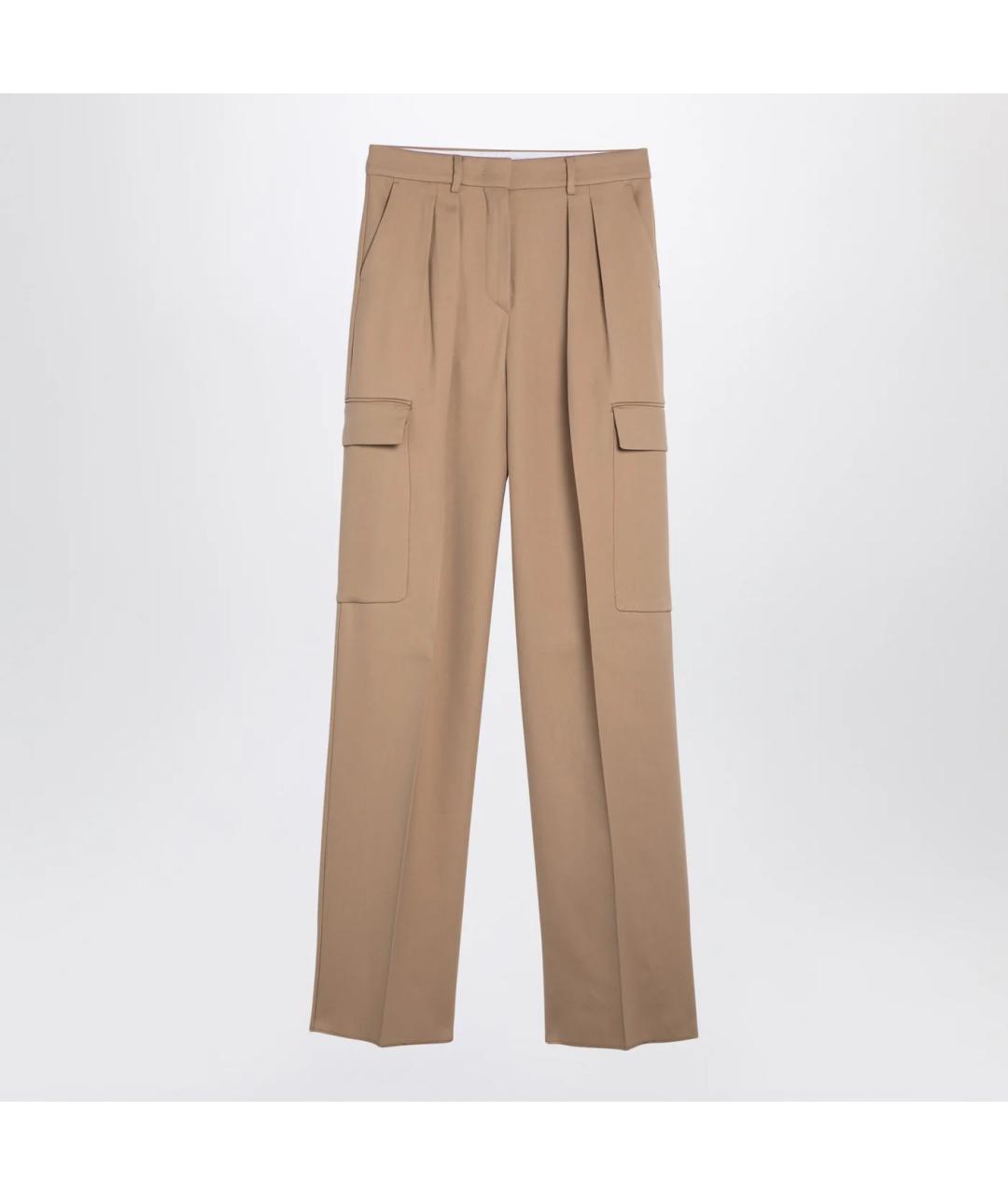 SPORTMAX Бежевые хлопковые прямые брюки, фото 3