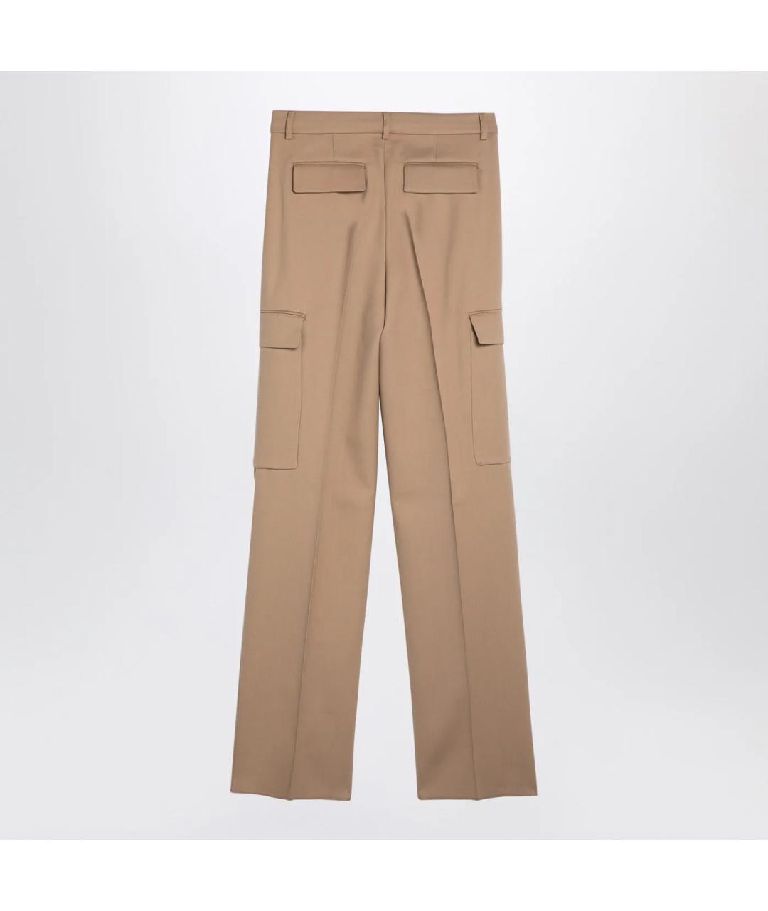 SPORTMAX Бежевые хлопковые прямые брюки, фото 2