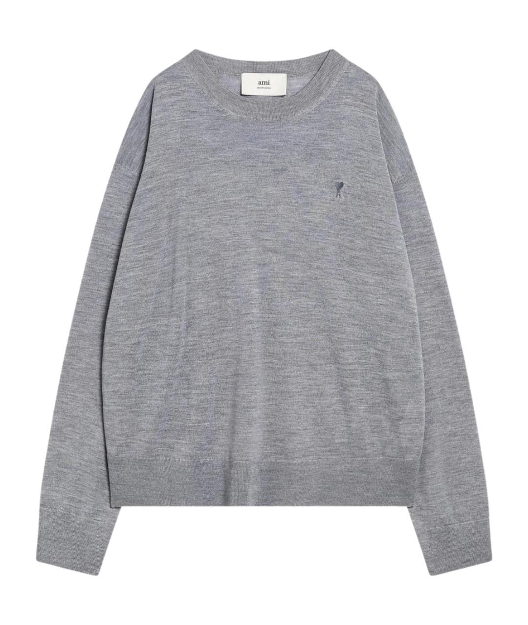 Ami Paris Серый шерстяной джемпер / свитер, фото 1