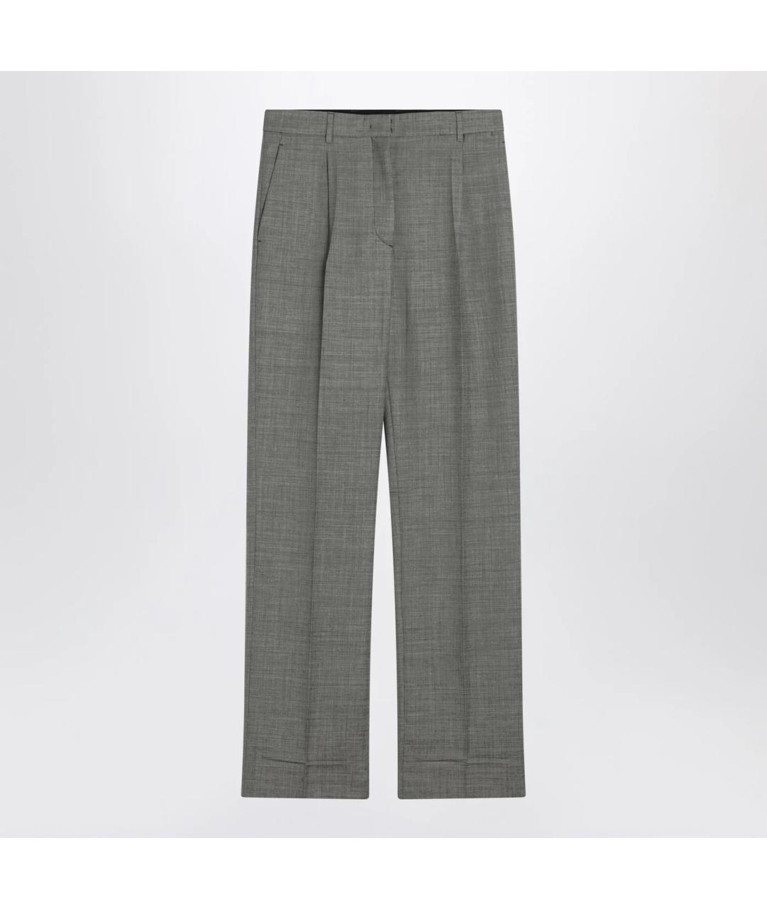 PRADA Серые шерстяные прямые брюки, фото 3